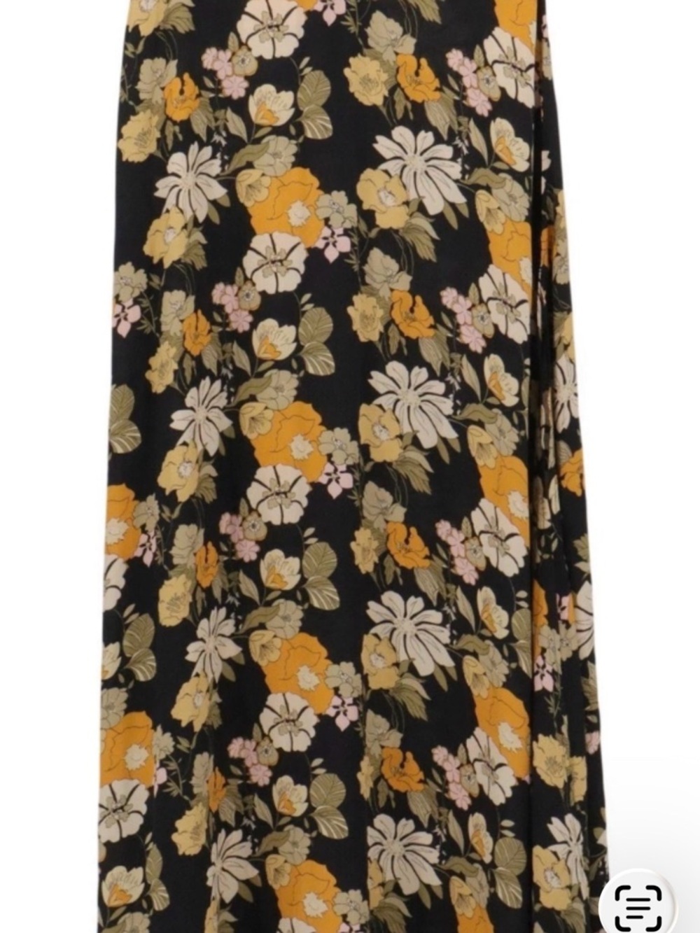 Natural Life Floral Maxi Skirt with side slit in Black and Mustard - Picture 6 of 6